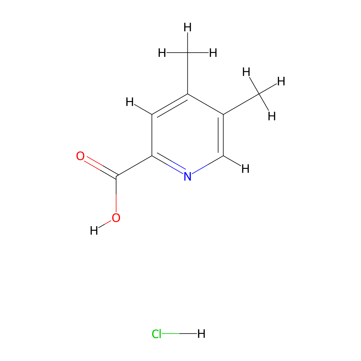 4,5-Dimethylpyridine-2-carboxylic acid hydrochloride molecular structure, CAS 1802-19-3