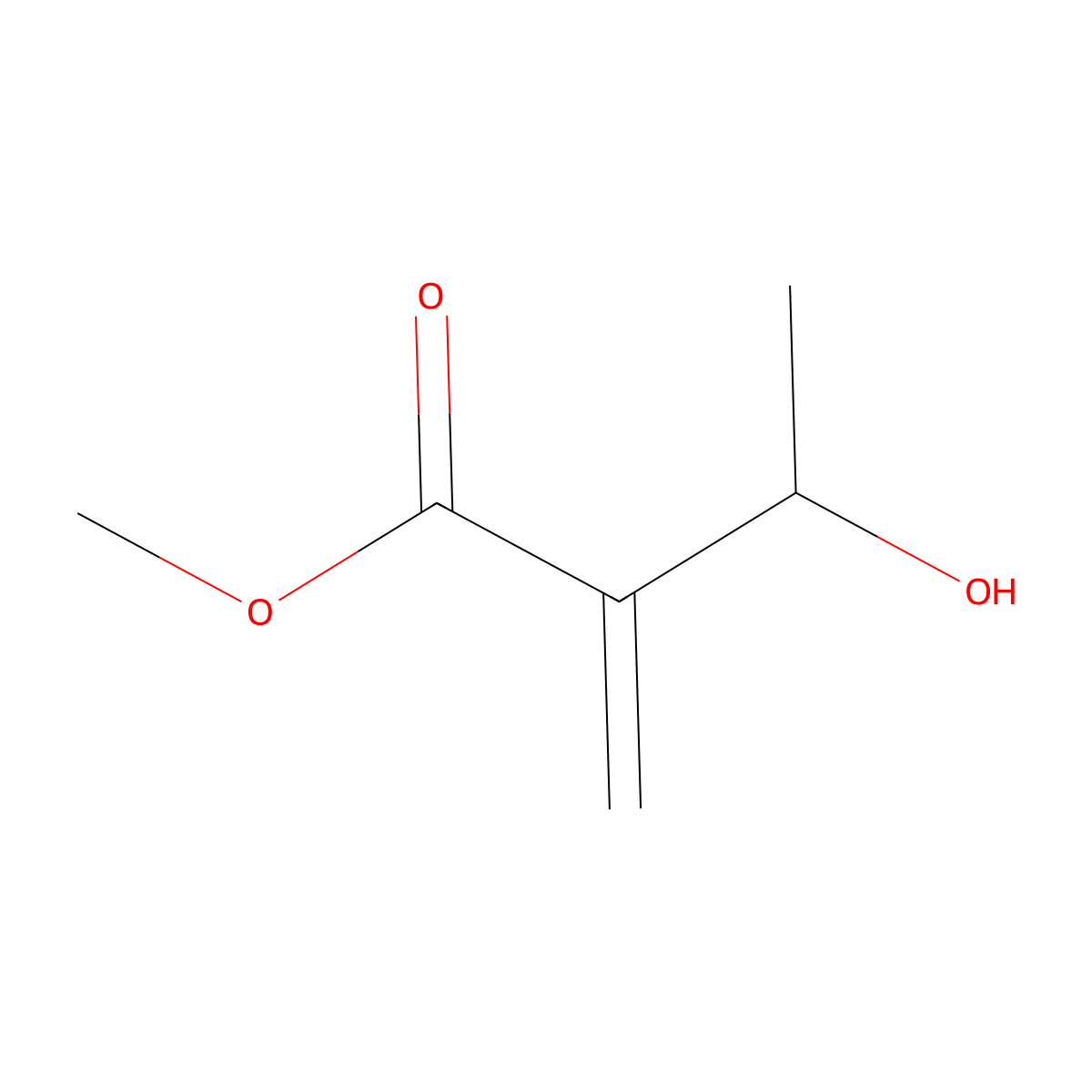 Methyl 3-hydroxy-2-methylen-butanoat molecular structure, CAS 18020-65-0
