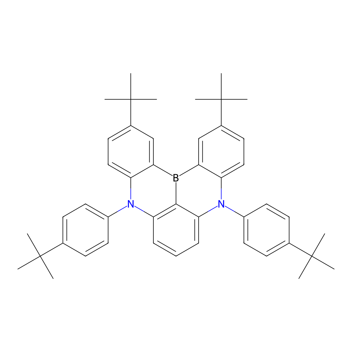 2,12-DI-Tert-butyl-5,9-bis(4-(tert-butyl)phenyl)-5,9-dihydro-5,9-diaza-13B-boranaphtho[3,2,1-DE]anthracene molecular structure, CAS 1802003-07-1