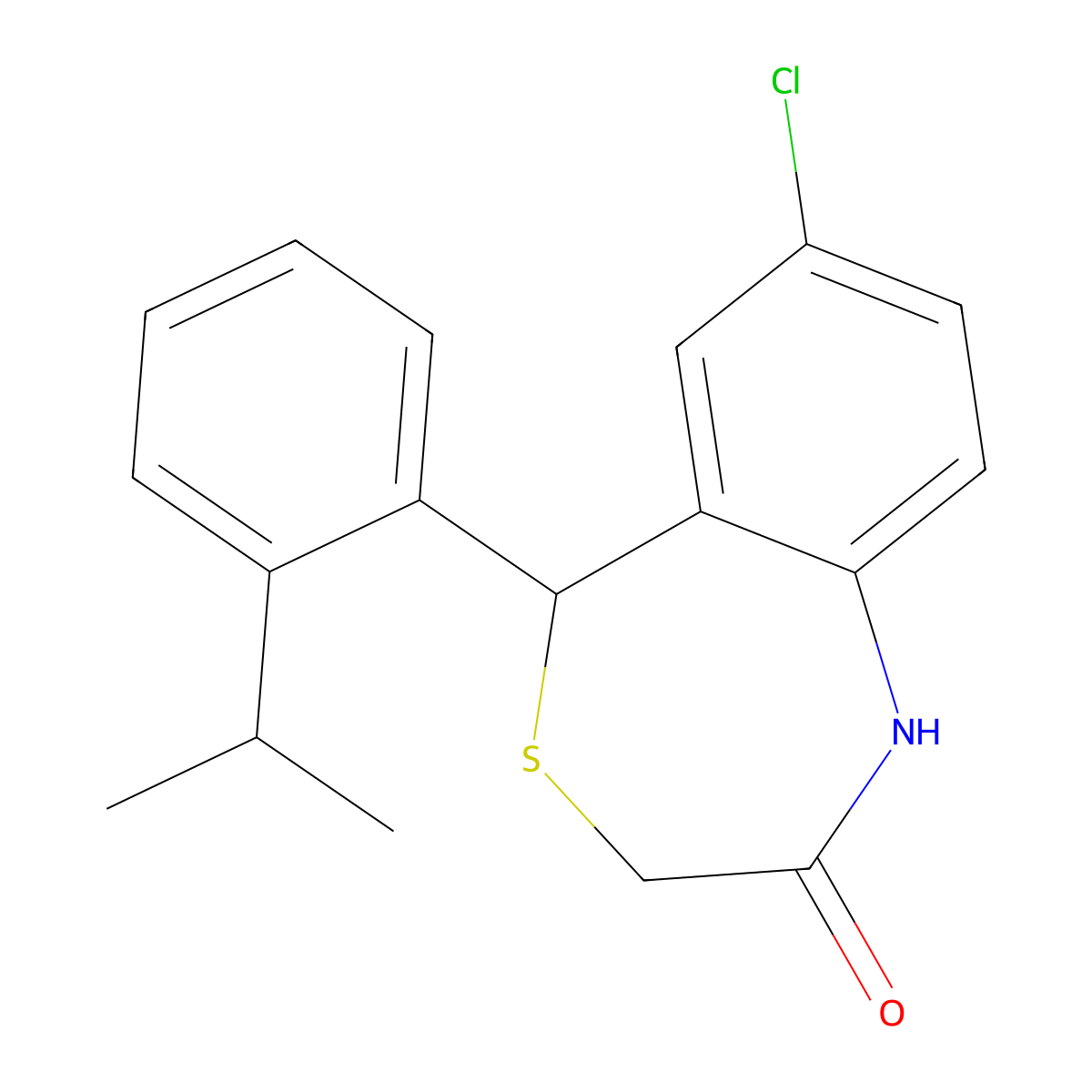 7-Chloro-1,5-dihydro-5-[2-(1-methylethyl)phenyl]-4,1-benzothiazepin-2(3H)-one molecular structure, CAS 1802013-08-6