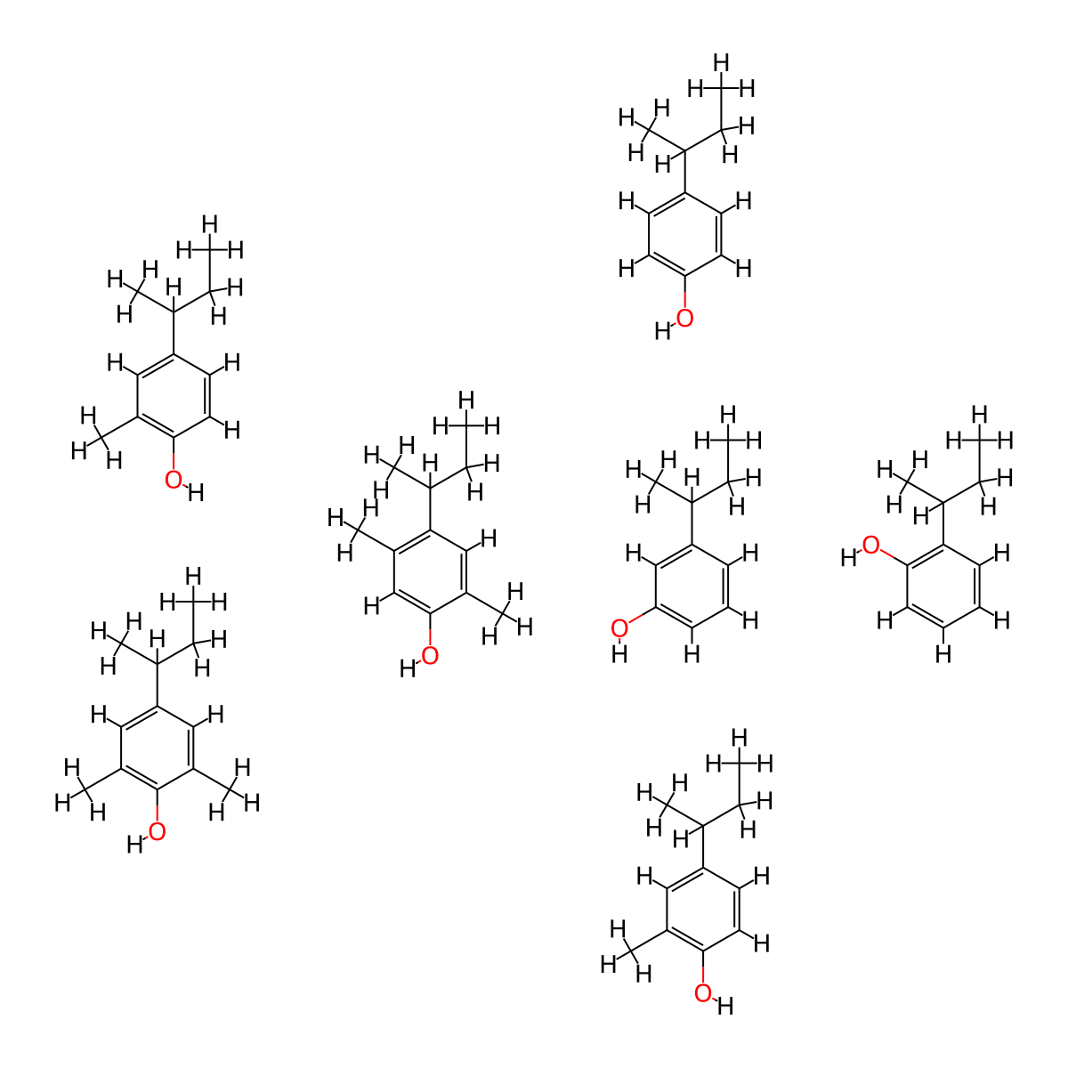 4-Butan-2-yl-2,5-dimethylphenol;4-butan-2-yl-2,6-dimethylphenol;bis(4-butan-2-yl-2-methylphenol);2-butan-2-ylphenol;3-butan-2-ylphenol;4-butan-2-ylphenol molecular structure, CAS 1802013-83-7