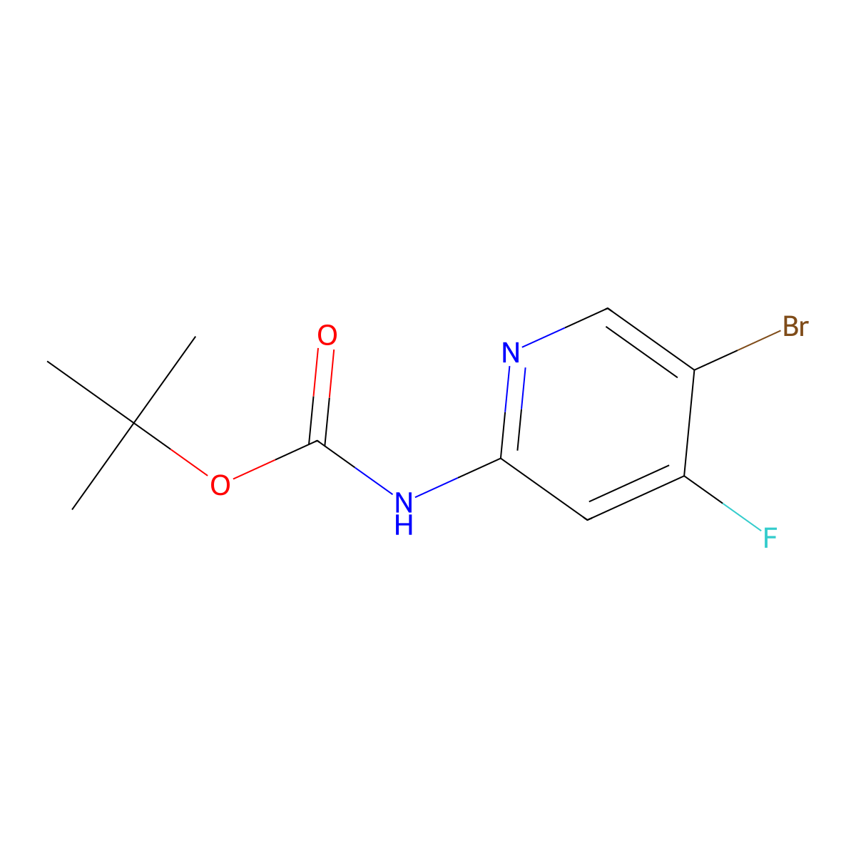 tert-butyl N-(5-bromo-4-fluoropyridin-2-yl)carbamate molecular structure, CAS 1802022-29-2