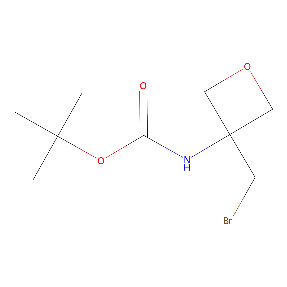 tert-butyl N-[3-(bromomethyl)oxetan-3-yl]carbamate molecular structure, CAS 1802048-91-4