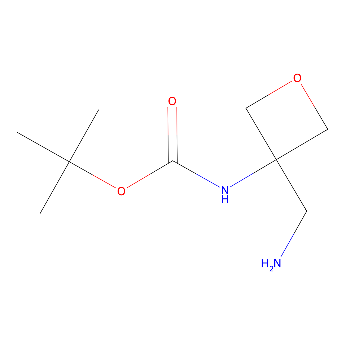 tert-butyl N-(3-(aminomethyl)oxetan-3-yl)carbamate molecular structure, CAS 1802048-96-9
