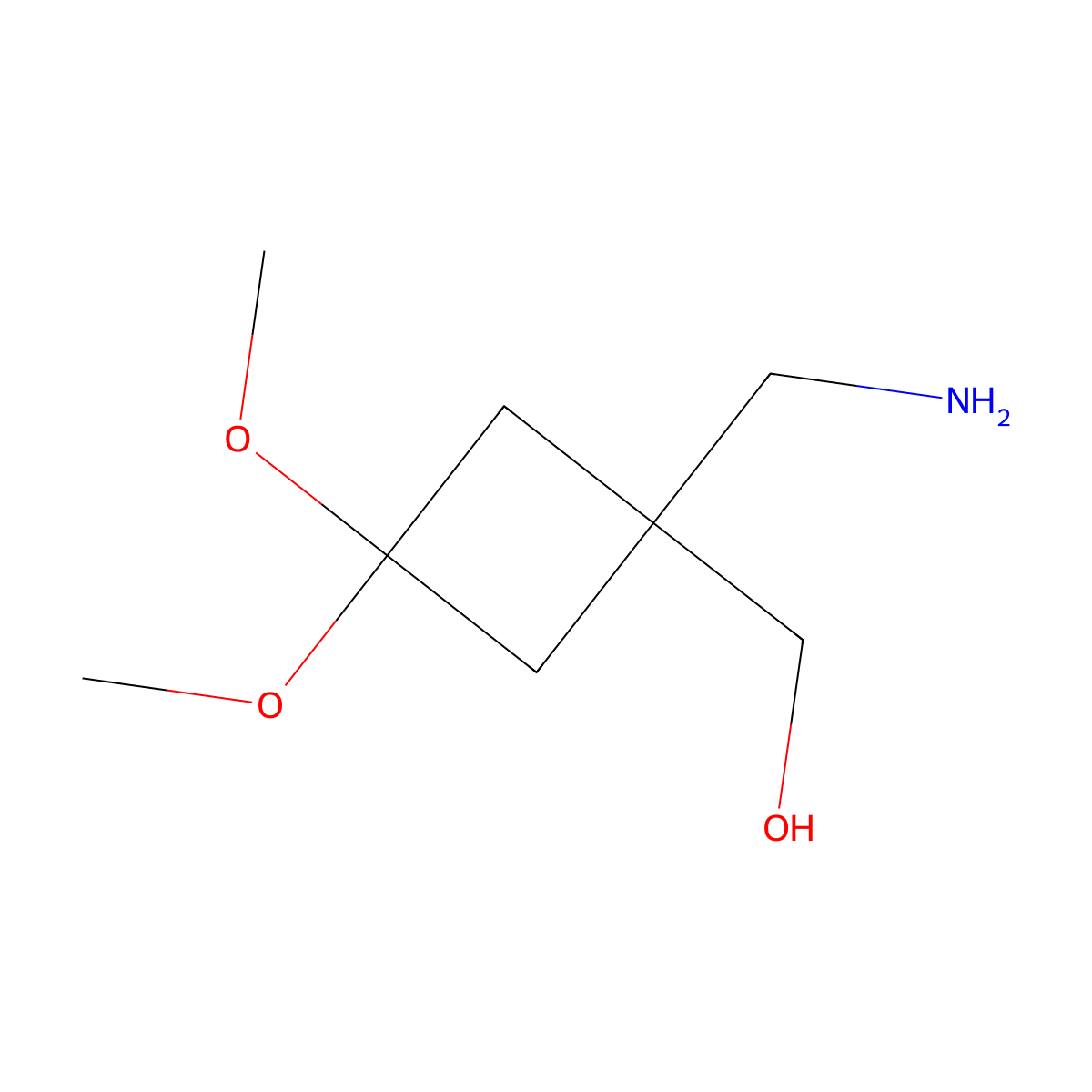 [1-(Aminomethyl)-3,3-dimethoxycyclobutyl]methanol molecular structure, CAS 180205-21-4