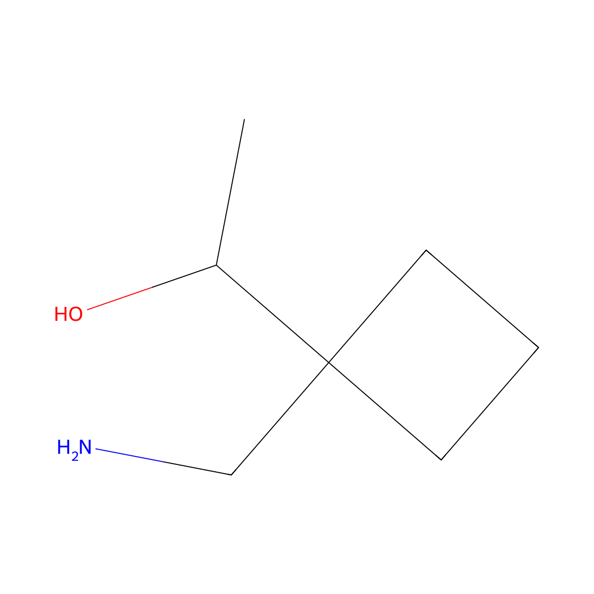 1-[1-(Aminomethyl)cyclobutyl]ethan-1-OL molecular structure, CAS 180205-23-6