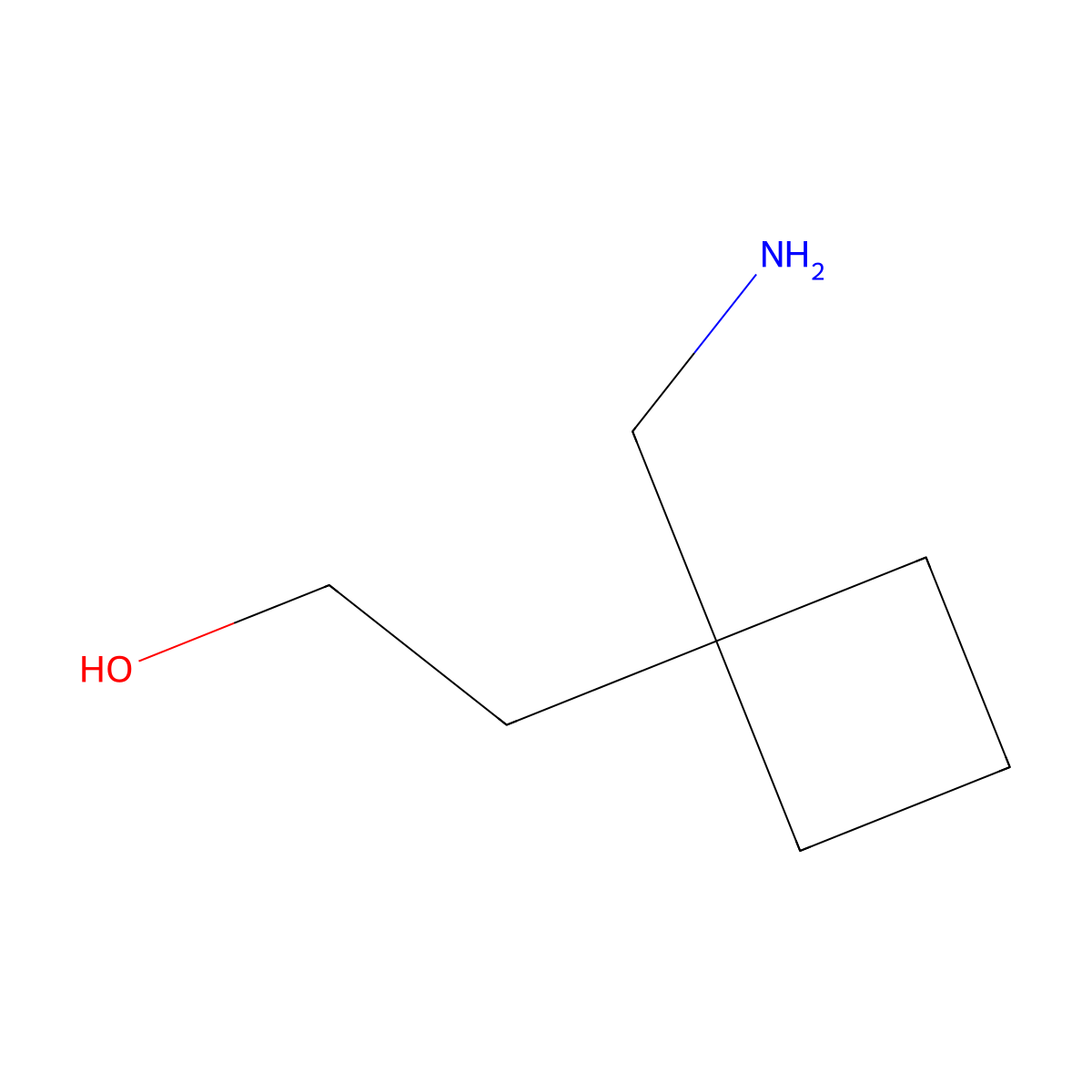 2-[1-(Aminomethyl)cyclobutyl]ethan-1-ol molecular structure, CAS 180205-27-0