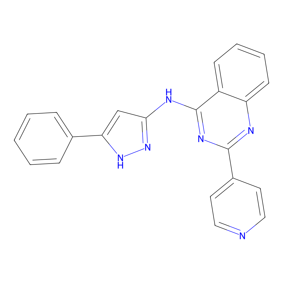 N-(5-phenyl-1h-pyrazol-3-yl)-2-(4-pyridinyl)-4-quinazolinamine molecular structure, CAS 1802068-51-4