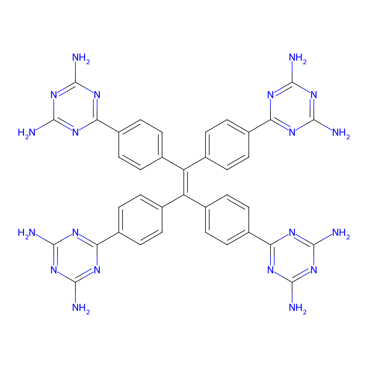 6,6',6'',6'''-(Ethene-1,1,2,2-tetrayltetrakis(benzene-4,1-diyl))tetrakis(1,3,5-triazine-2,4-diamine) molecular structure, CAS 1802098-86-7