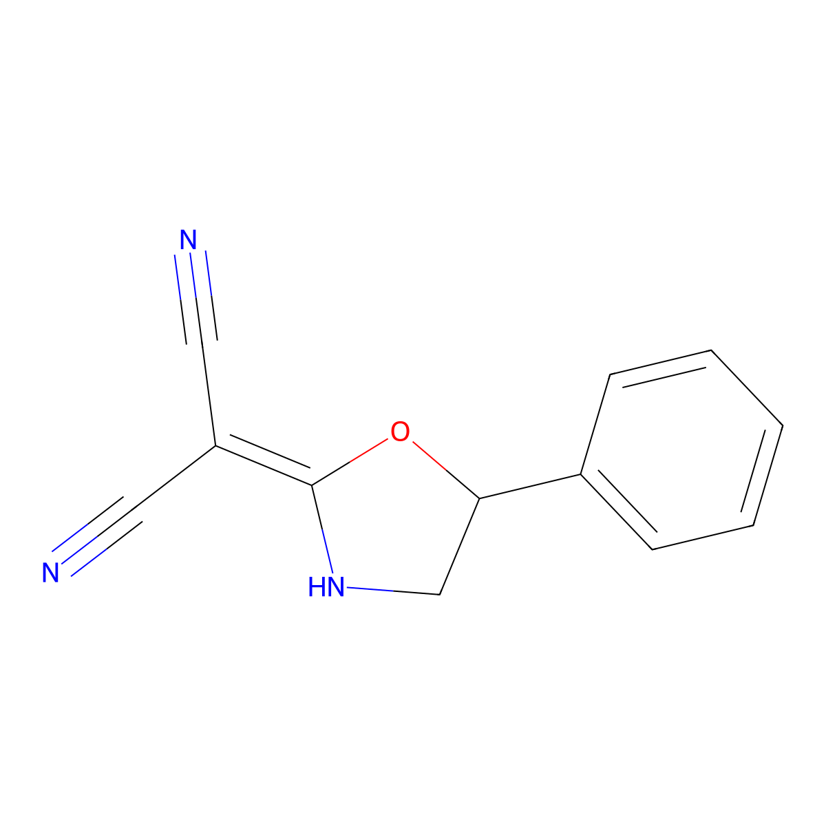 2-(5-Phenyl-1,3-oxazolidin-2-ylidene)malononitrile molecular structure, CAS 1802144-14-4