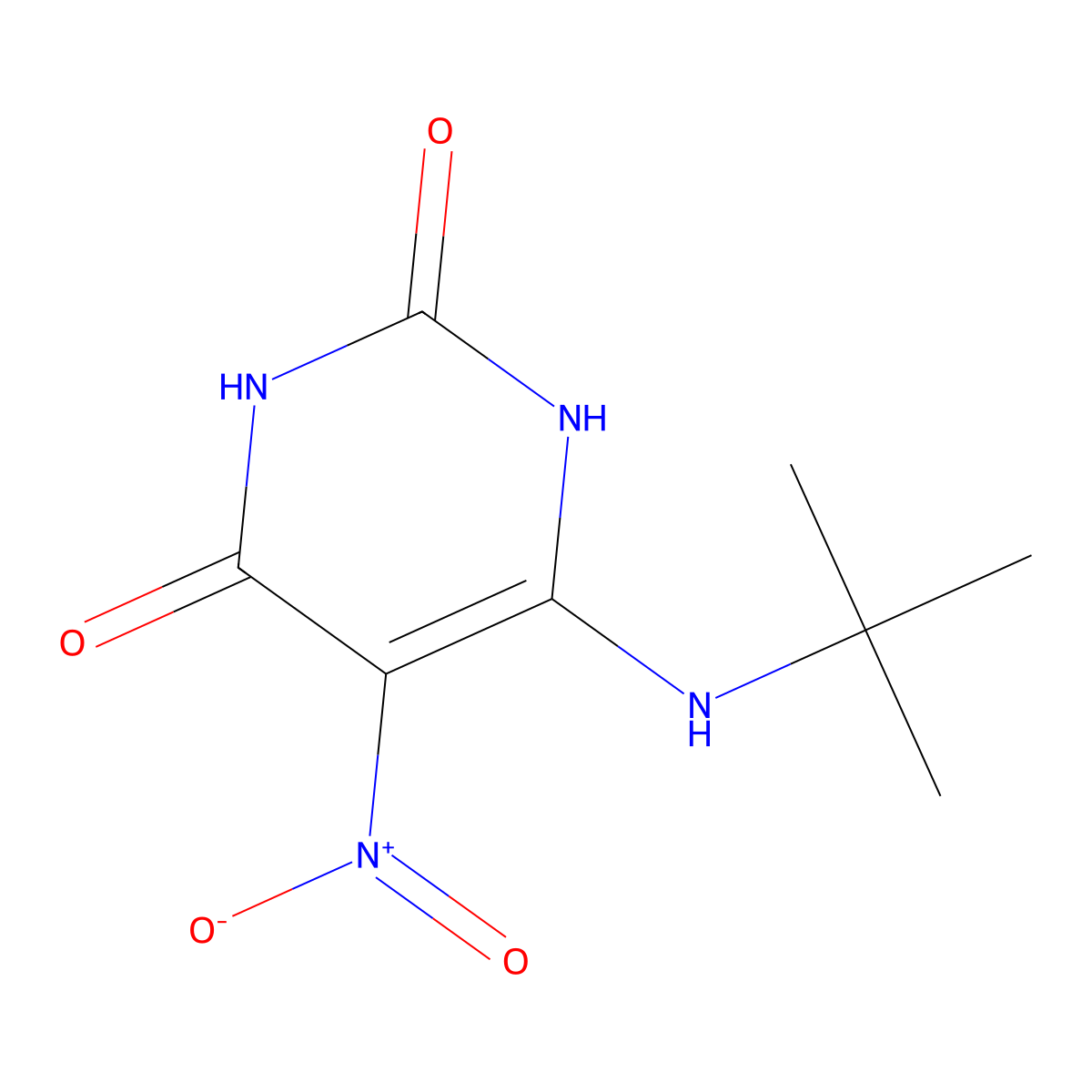 6-(tert-butylamino)-5-nitro-2,4(1H,3H)-pyrimidinedione molecular structure, CAS 1802144-34-8
