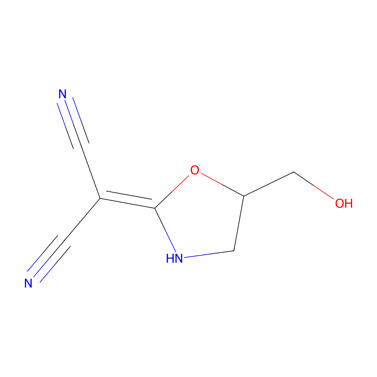 2-[5-(Hydroxymethyl)-1,3-oxazolidin-2-ylidene]malononitrile molecular structure, CAS 1802144-41-7
