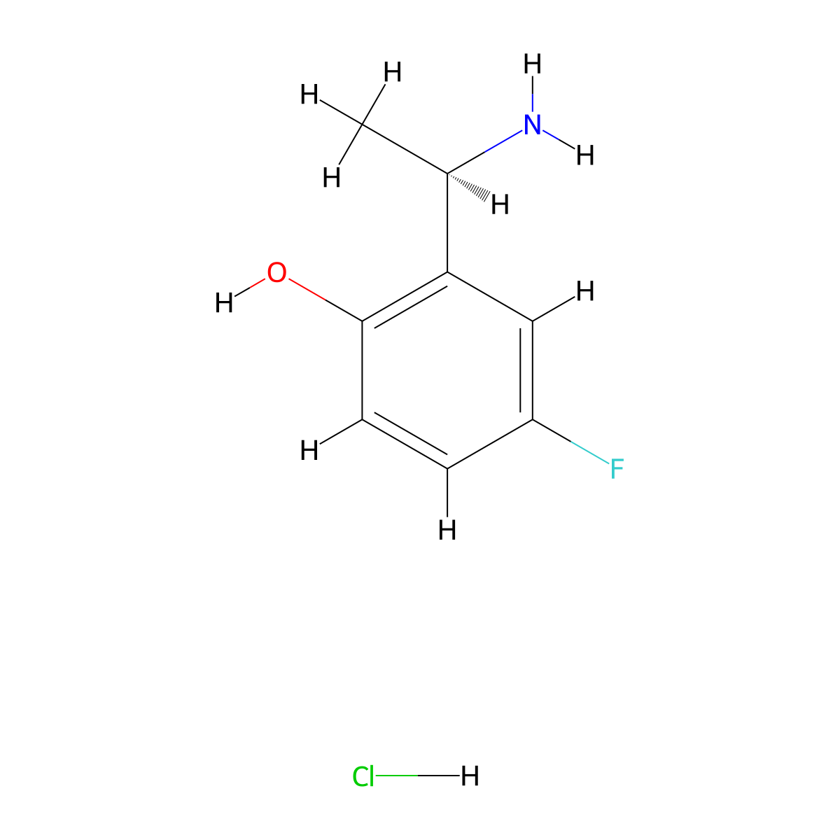 2-((1R)-1-Aminoethyl)-4-fluorophenol HCl molecular structure, CAS 1802222-53-2