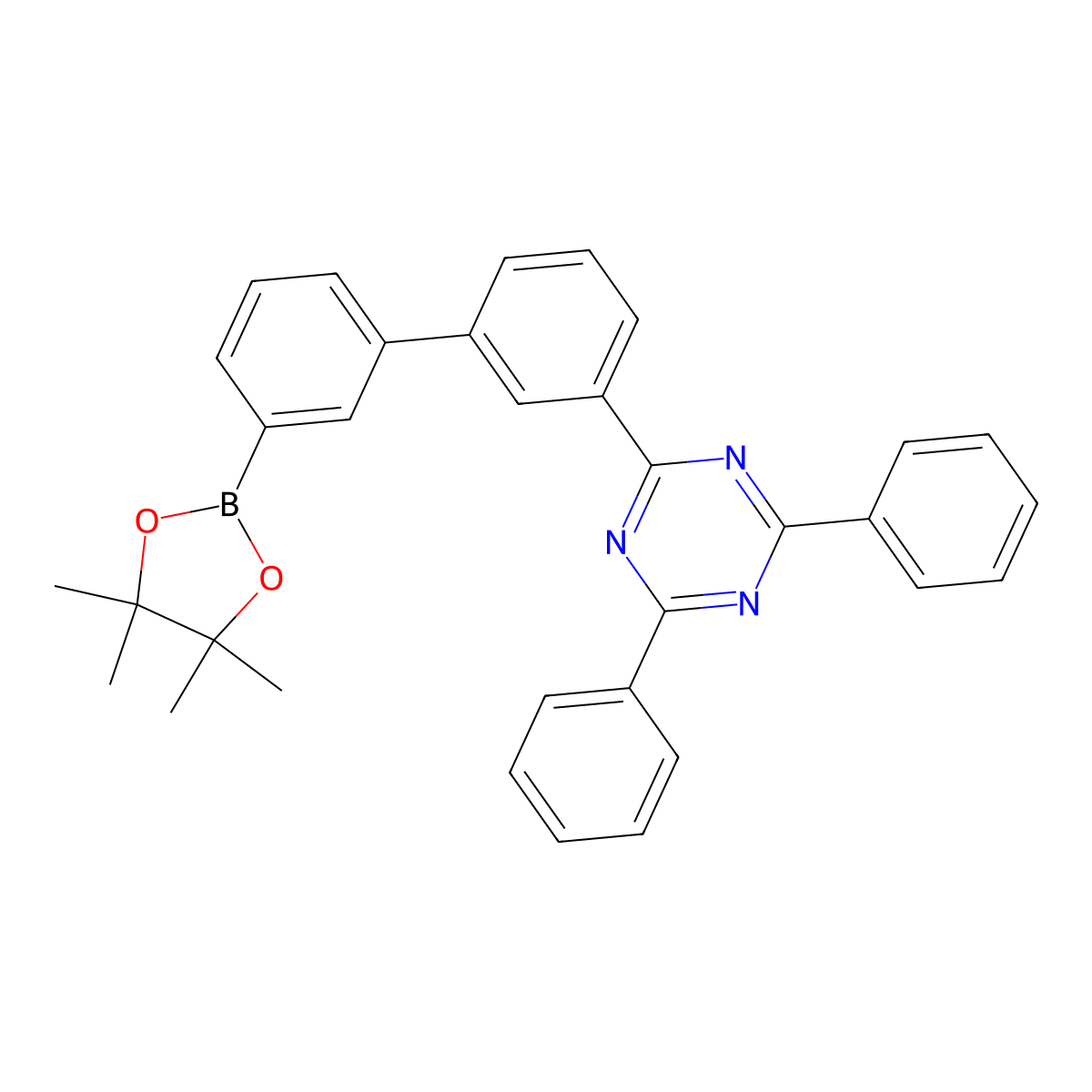 2,4-diphenyl-6-[3'-(4,4,5,5-tetramethyl-1,3,2-dioxaborolan-2-yl)[1,1'-biphenyl]-3-yl]-1,3,5-Triazine molecular structure, CAS 1802232-96-7