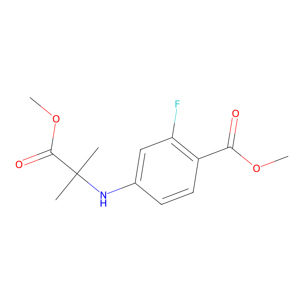 Methyl 2-fluoro-4-(1-methoxy-2-methyl-1-oxopropan-2-ylamino)benzoate molecular structure, CAS 1802242-47-2