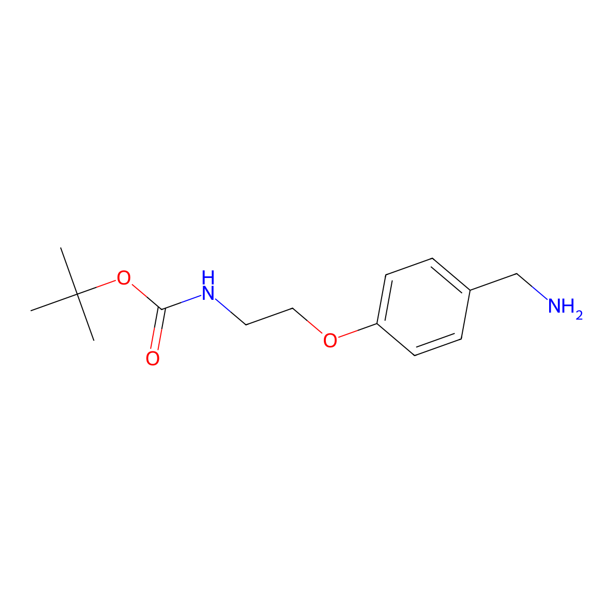 tert-butyl N-{2-[4-(aminomethyl)phenoxy]ethyl}carbamate molecular structure, CAS 1802309-79-0