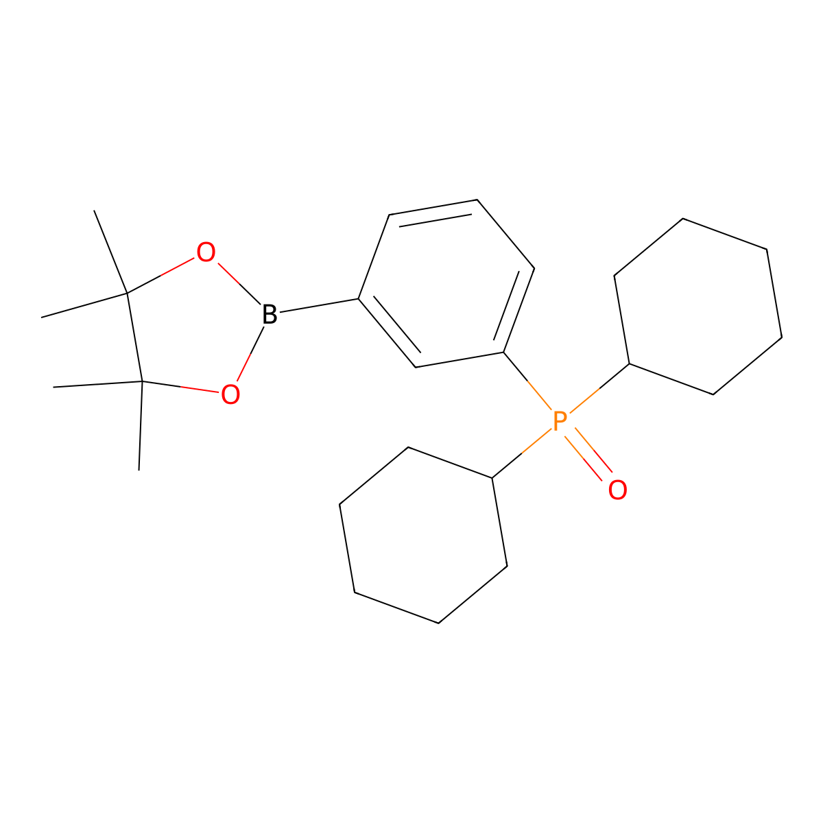Dicyclohexyl(3-(4,4,5,5-tetramethyl-1,3,2-dioxaborolan-2-yl)phenyl)phosphine oxide molecular structure, CAS 1802340-16-4