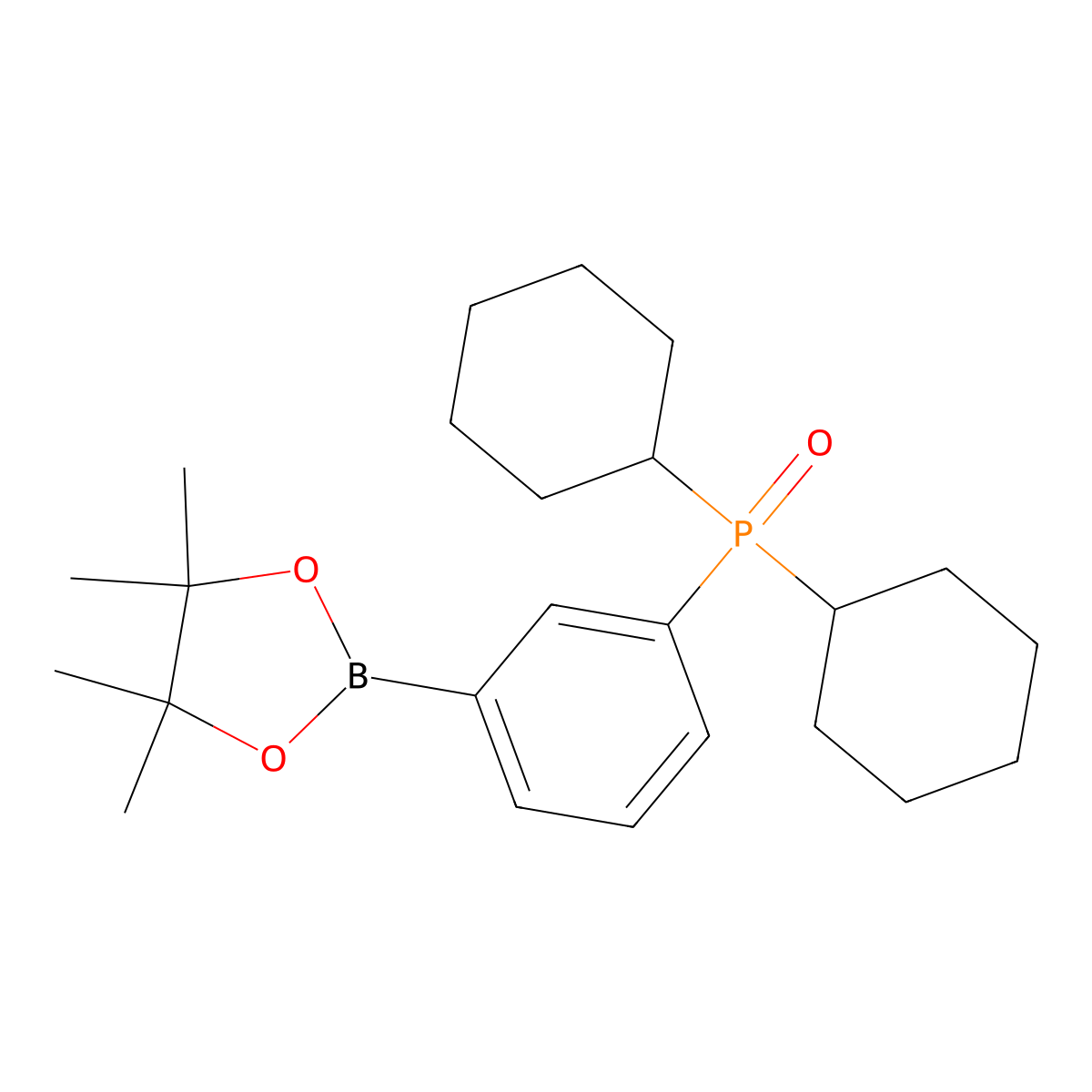 Dicyclohexyl(3-(4,4,5,5-tetramethyl-1,3,2-dioxaborolan-2-yl)phenyl)phosphine oxide molecular structure, CAS 1802340-16-4