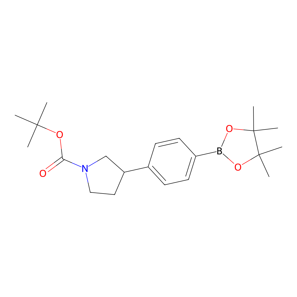 4-(N-Boc-Pyrrolidin-3-yl)phenylboronic acid pinacol ester molecular structure, CAS 1802370-70-2