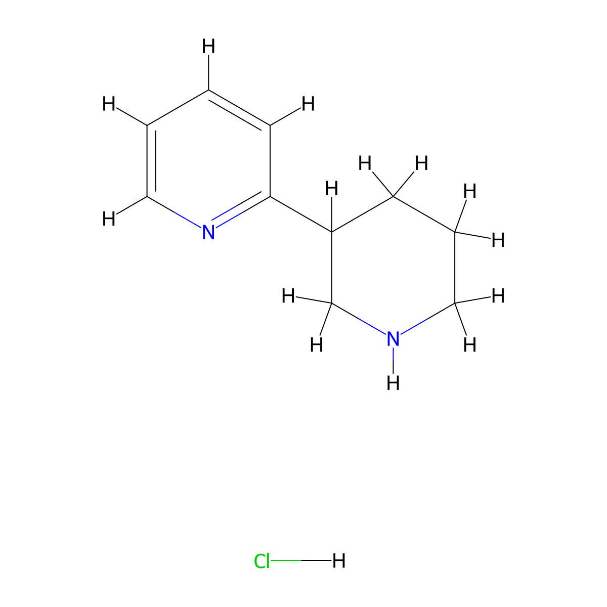 2-(Piperidin-3-yl)pyridine hydrochloride molecular structure, CAS 1802370-81-5