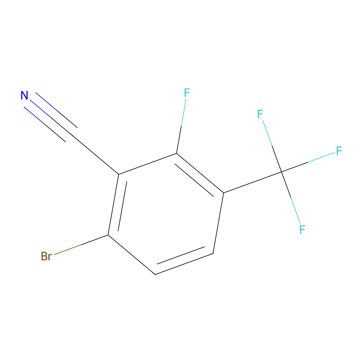 6-Bromo-2-fluoro-3-(trifluoromethyl)benzonitrile molecular structure, CAS 1802370-84-8