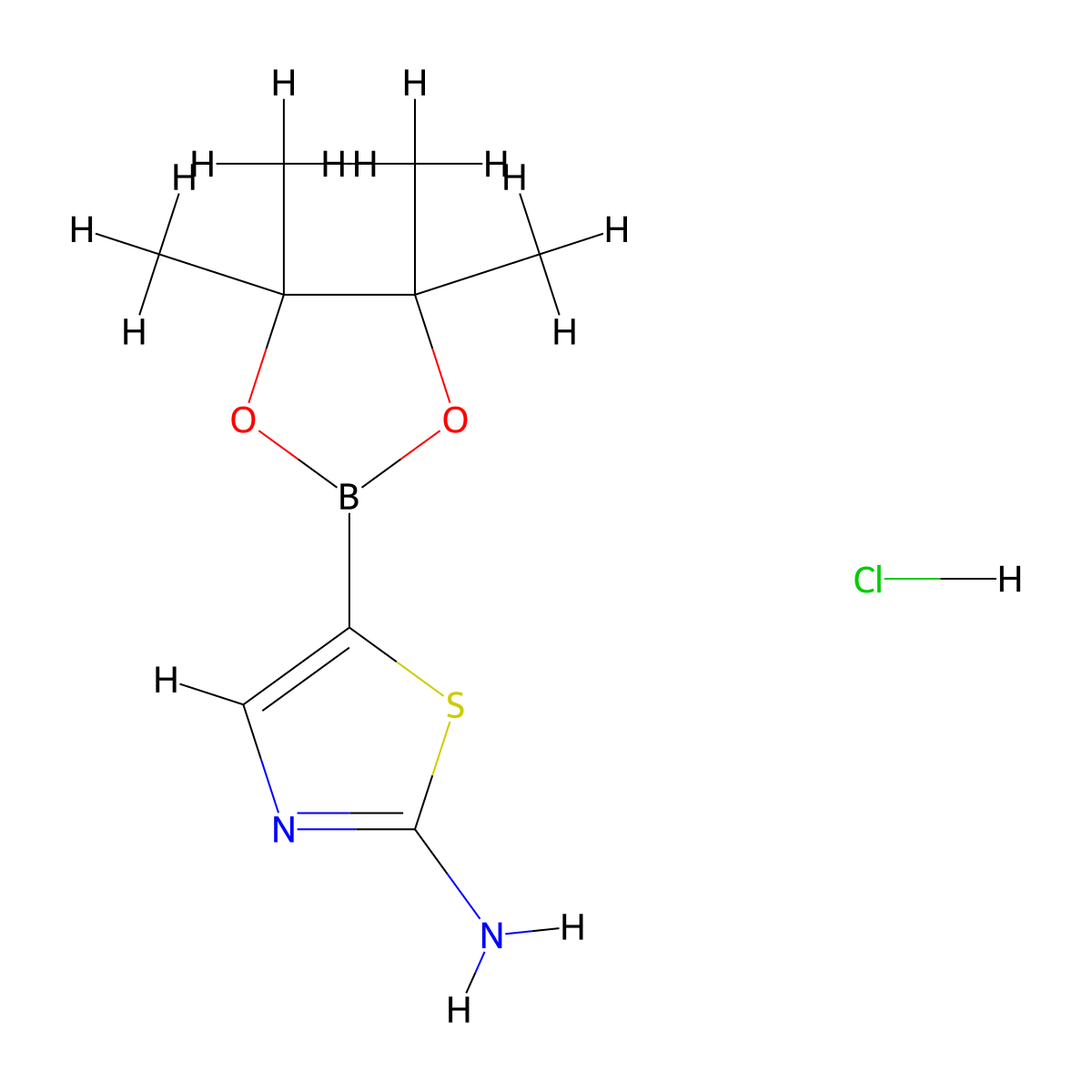 5-(4,4,5,5-Tetramethyl-1,3,2-dioxaborolan-2-yl)-1,3-thiazol-2-amine hydrochloride molecular structure, CAS 1802375-99-0