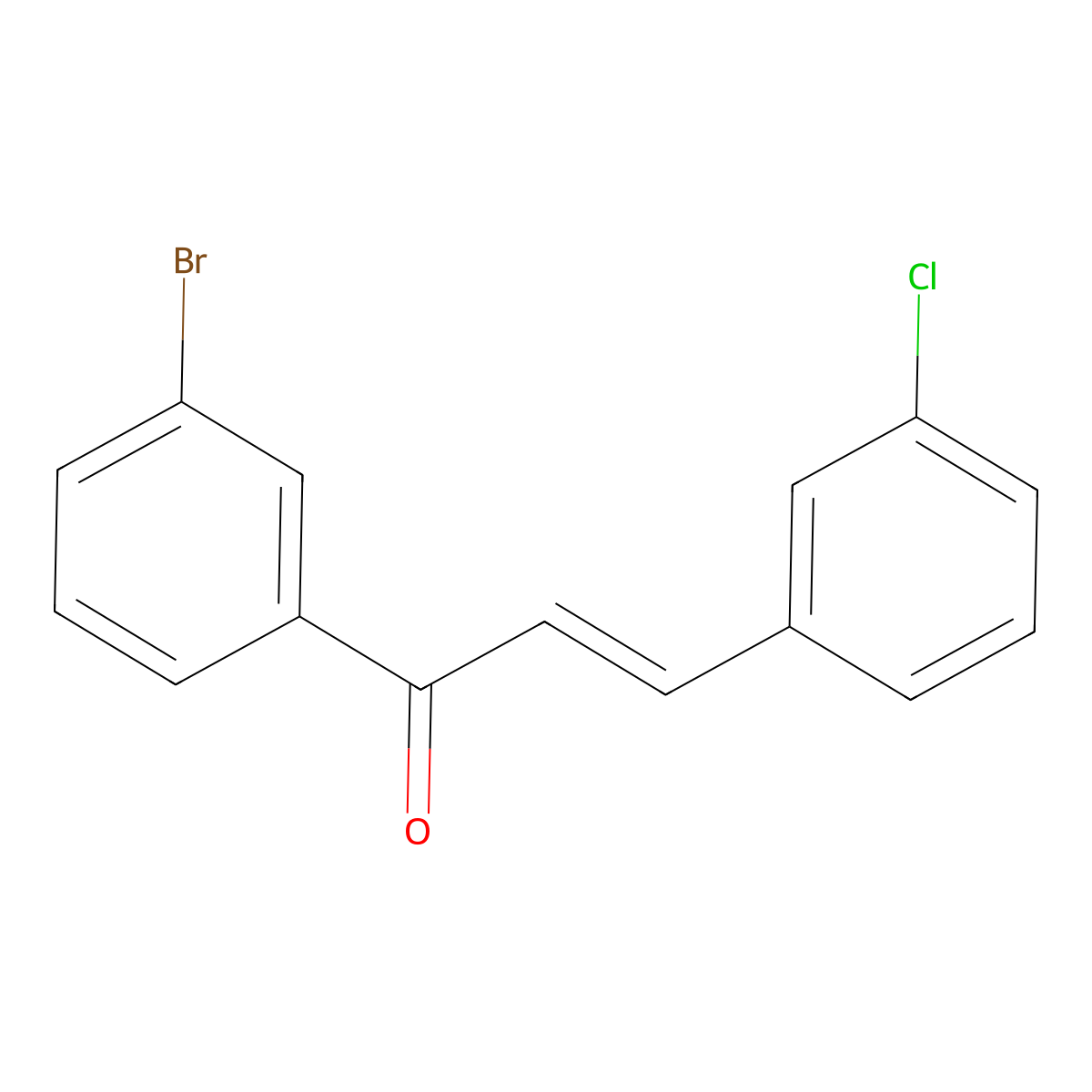 (2E)-1-(3-Bromophenyl)-3-(3-chlorophenyl)prop-2-en-1-one molecular structure, CAS 1802376-98-2