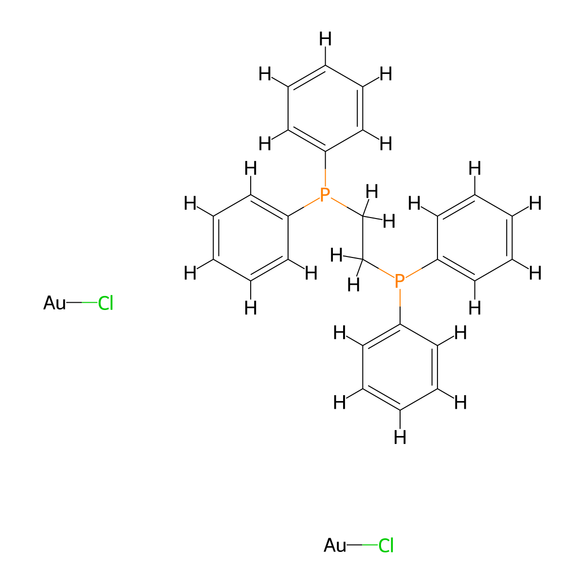 Dichloro(DPPE)digold(I) molecular structure, CAS 18024-34-5