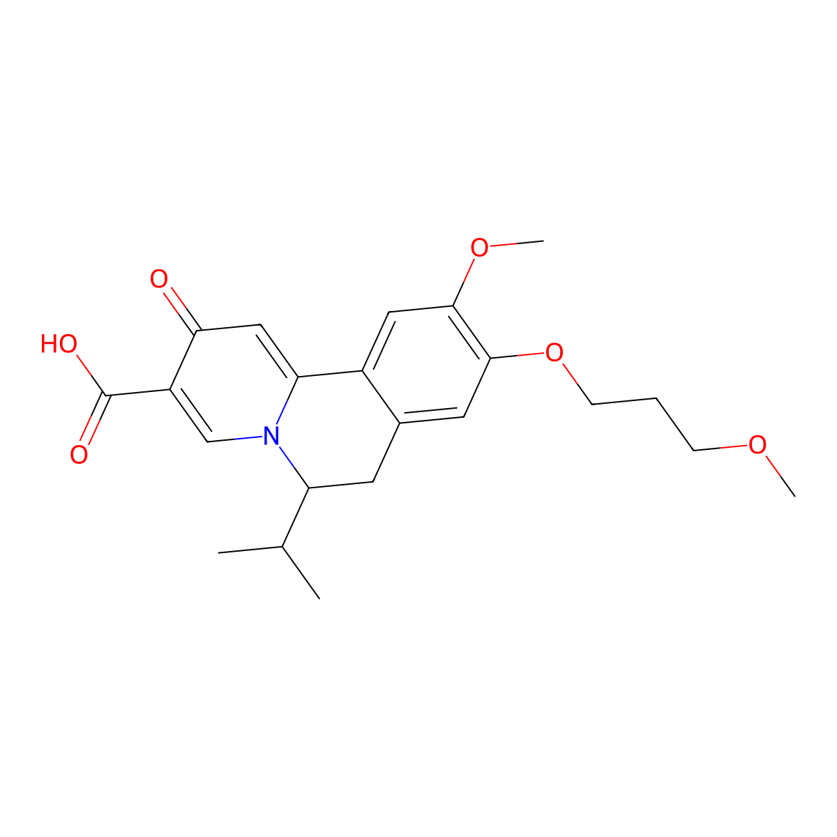 6-Isopropyl-10-methoxy-9-(3-methoxypropoxy)-2-oxo-6,7-dihydro-2h-pyrido[2,1-a]isoquinoline-3-carboxylic acid molecular structure, CAS 1802407-46-0