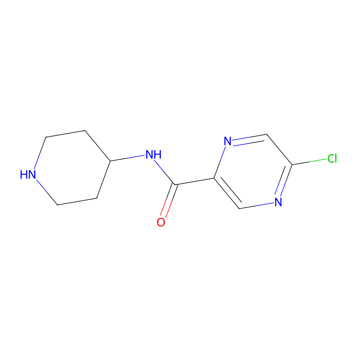 5-chloro-N-(piperidin-4-yl)pyrazine-2-carboxamide molecular structure, CAS 1802420-09-2