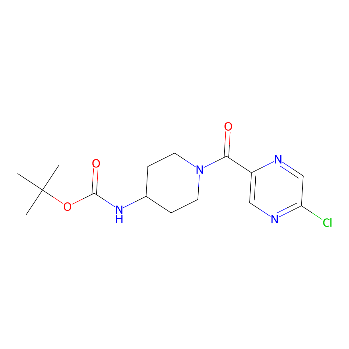 tert-butyl N-[1-(5-chloropyrazine-2-carbonyl)piperidin-4-yl]carbamate molecular structure, CAS 1802420-16-1