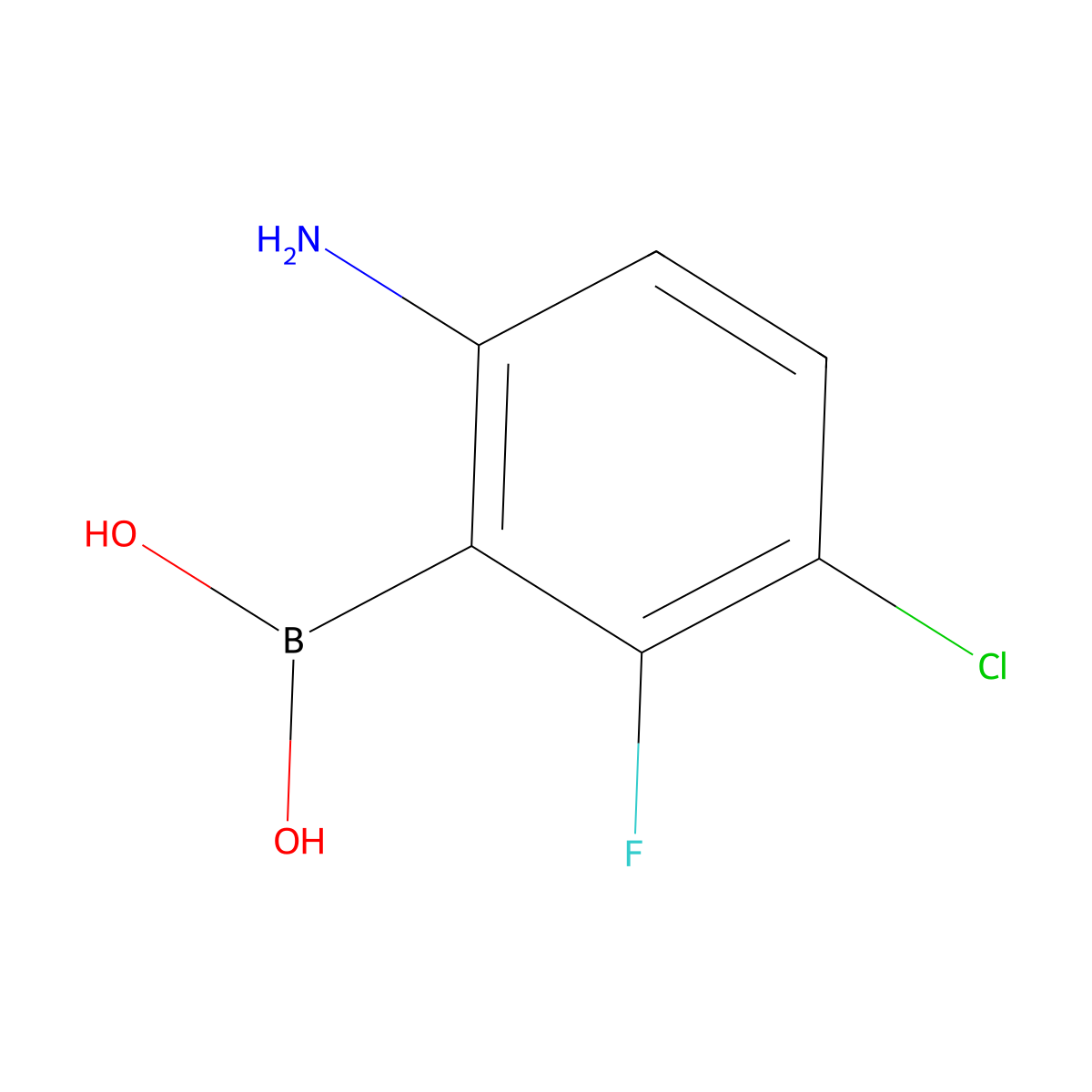 (6-Amino-3-chloro-2-fluorophenyl)boronic acid molecular structure, CAS 1802430-56-3
