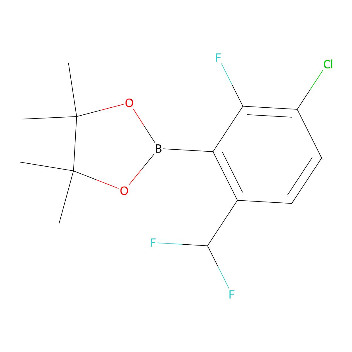 2-(3-Chloro-6-(difluoromethyl)-2-fluorophenyl)-4,4,5,5-tetramethyl-1,3,2-dioxaborolane molecular structure, CAS 1802432-22-9
