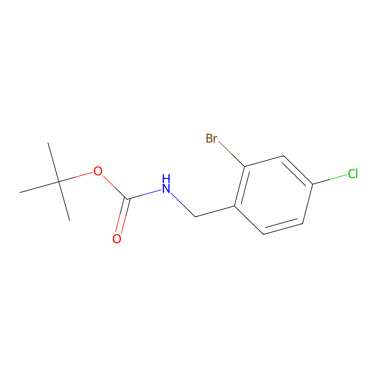 tert-butyl N-[(2-bromo-4-chlorophenyl)methyl]carbamate molecular structure, CAS 1802434-37-2
