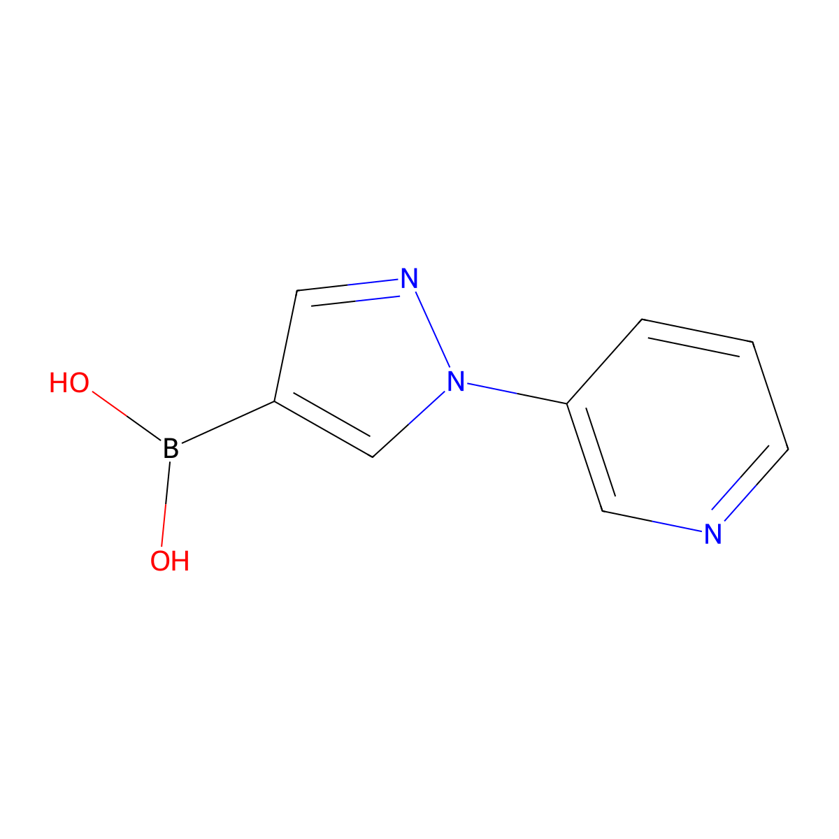 [1-(pyridin-3-yl)-1H-pyrazol-4-yl]boronic acid molecular structure, CAS 1802481-40-8