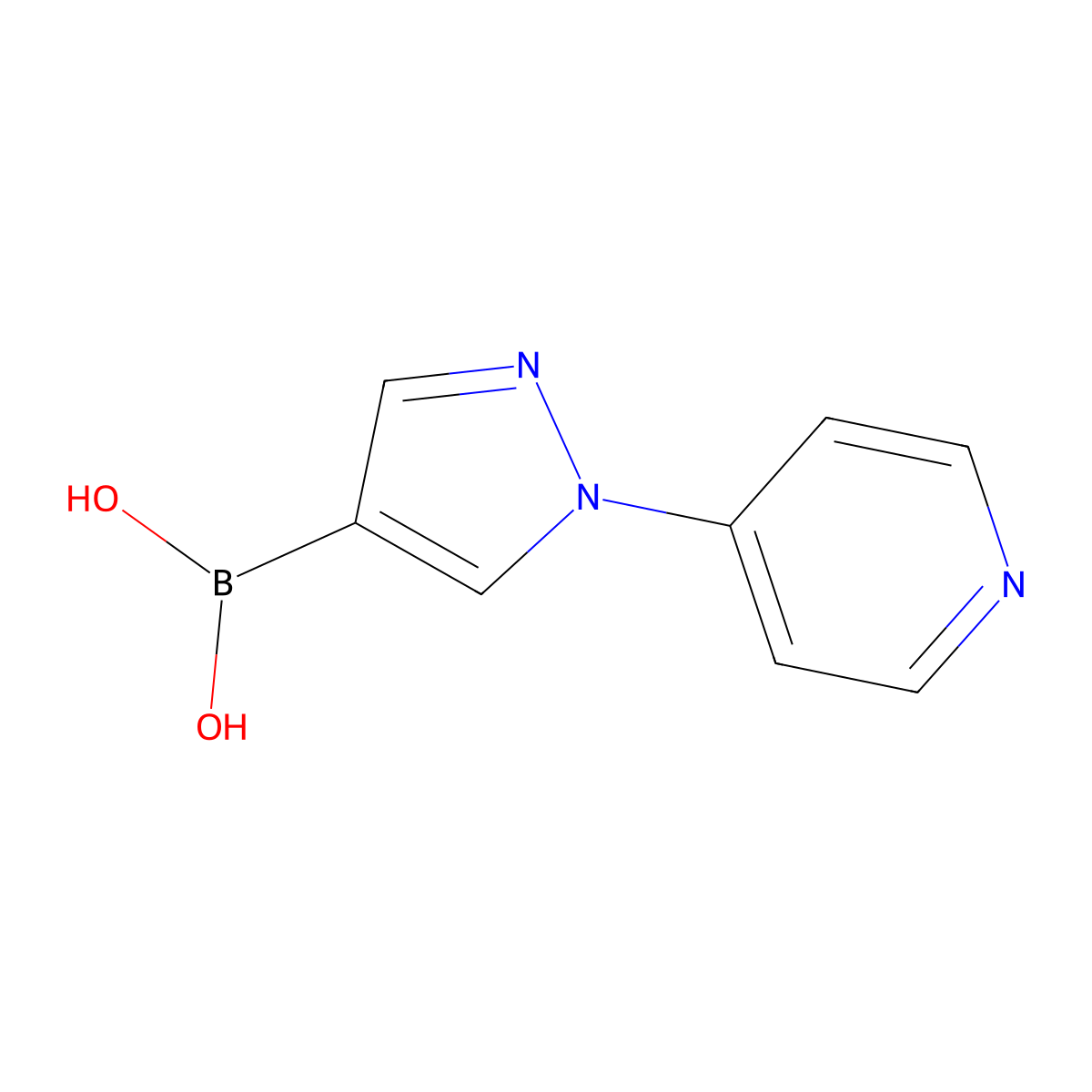 (1-(Pyridin-4-yl)-1H-pyrazol-4-yl)boronic acid molecular structure, CAS 1802481-47-5