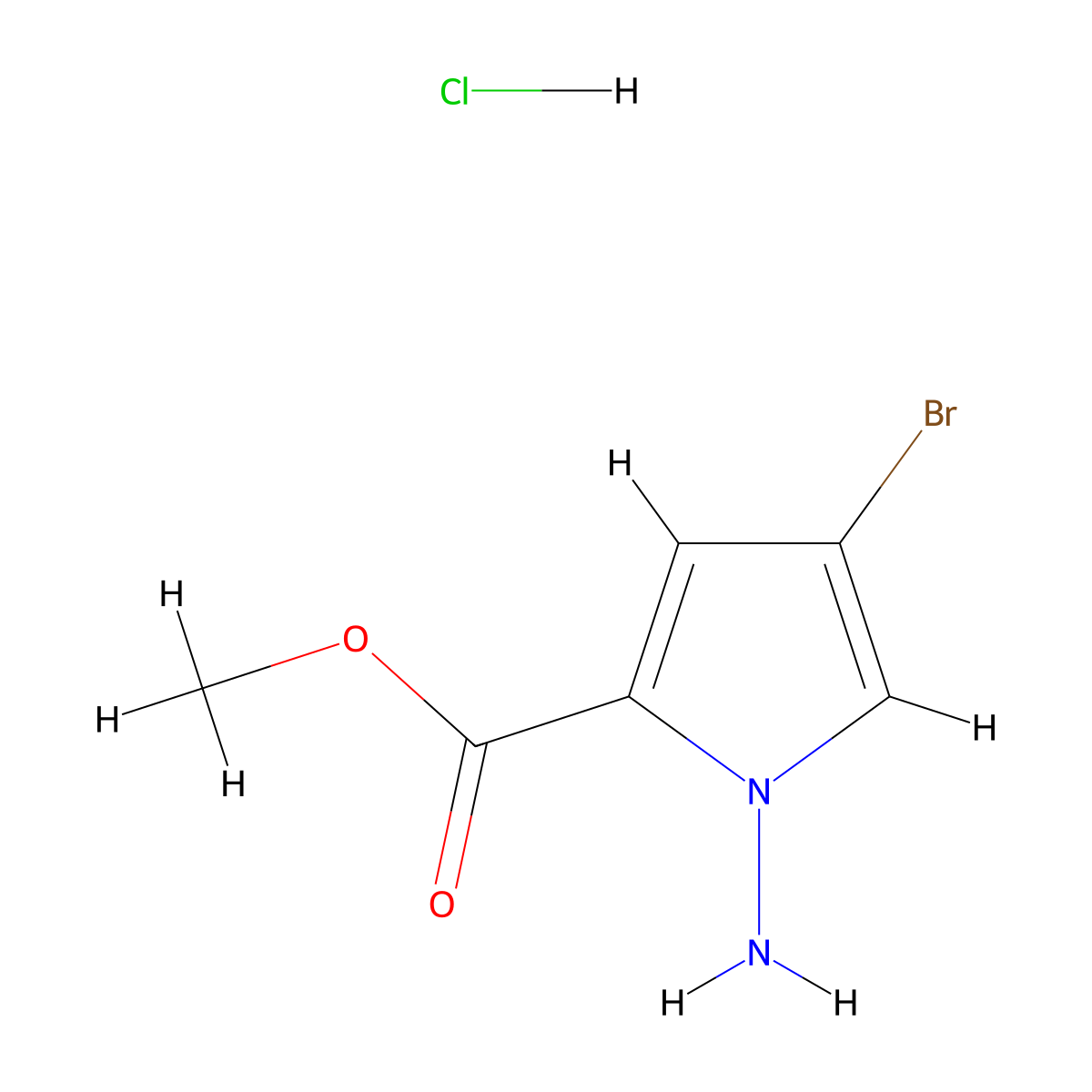 Methyl 1-amino-4-bromo-1H-pyrrole-2-carboxylate monohydrochloride molecular structure, CAS 1802489-57-1