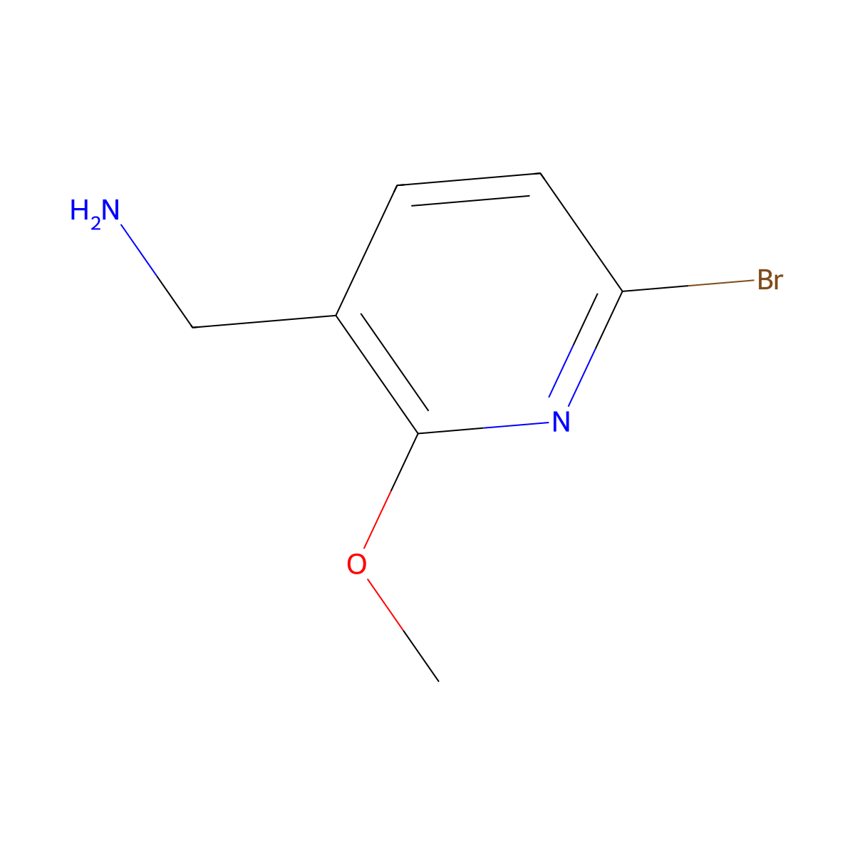 (6-Bromo-2-methoxypyridin-3-yl)methanamine molecular structure, CAS 1802489-58-2