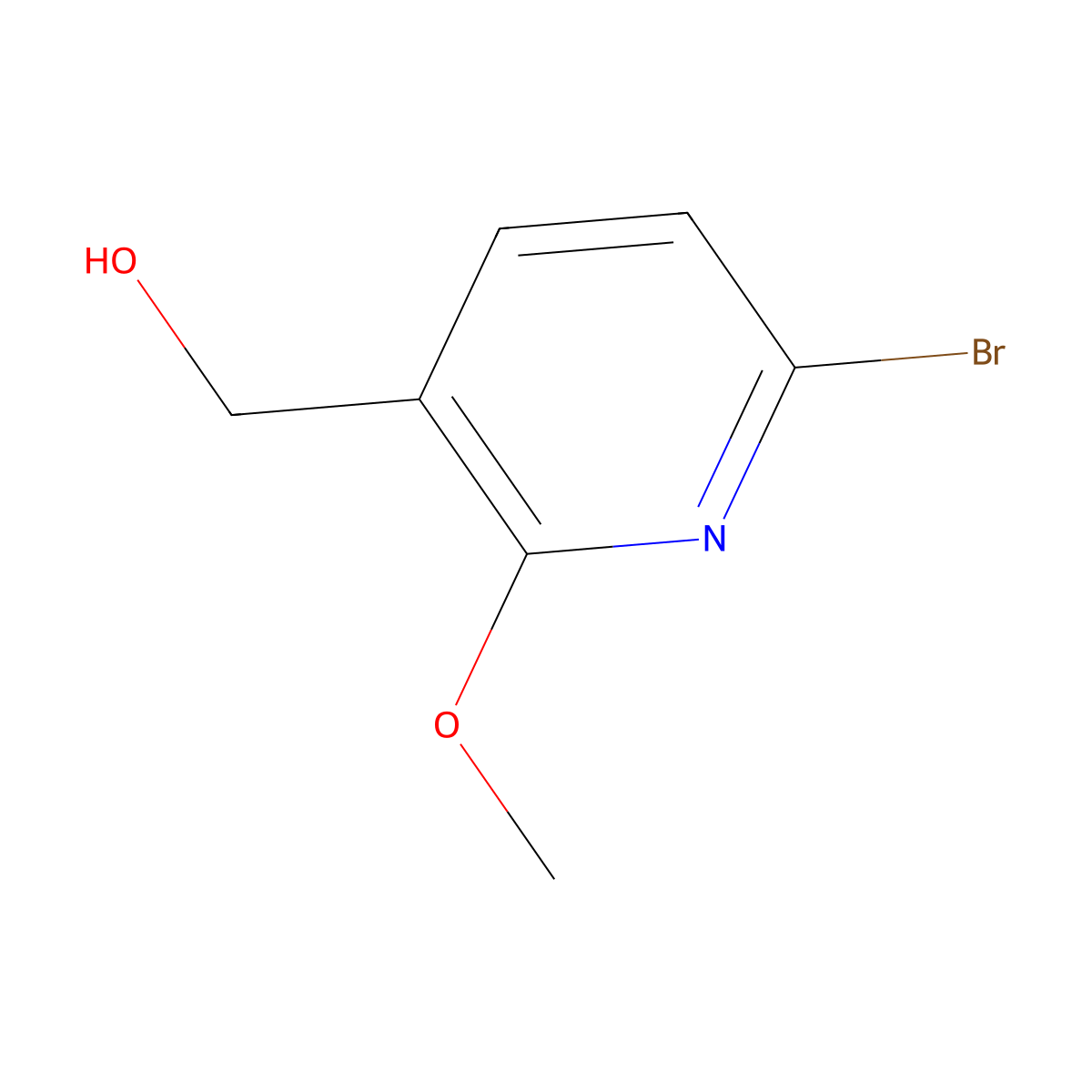 (6-Bromo-2-methoxypyridin-3-yl)methanol molecular structure, CAS 1802489-60-6