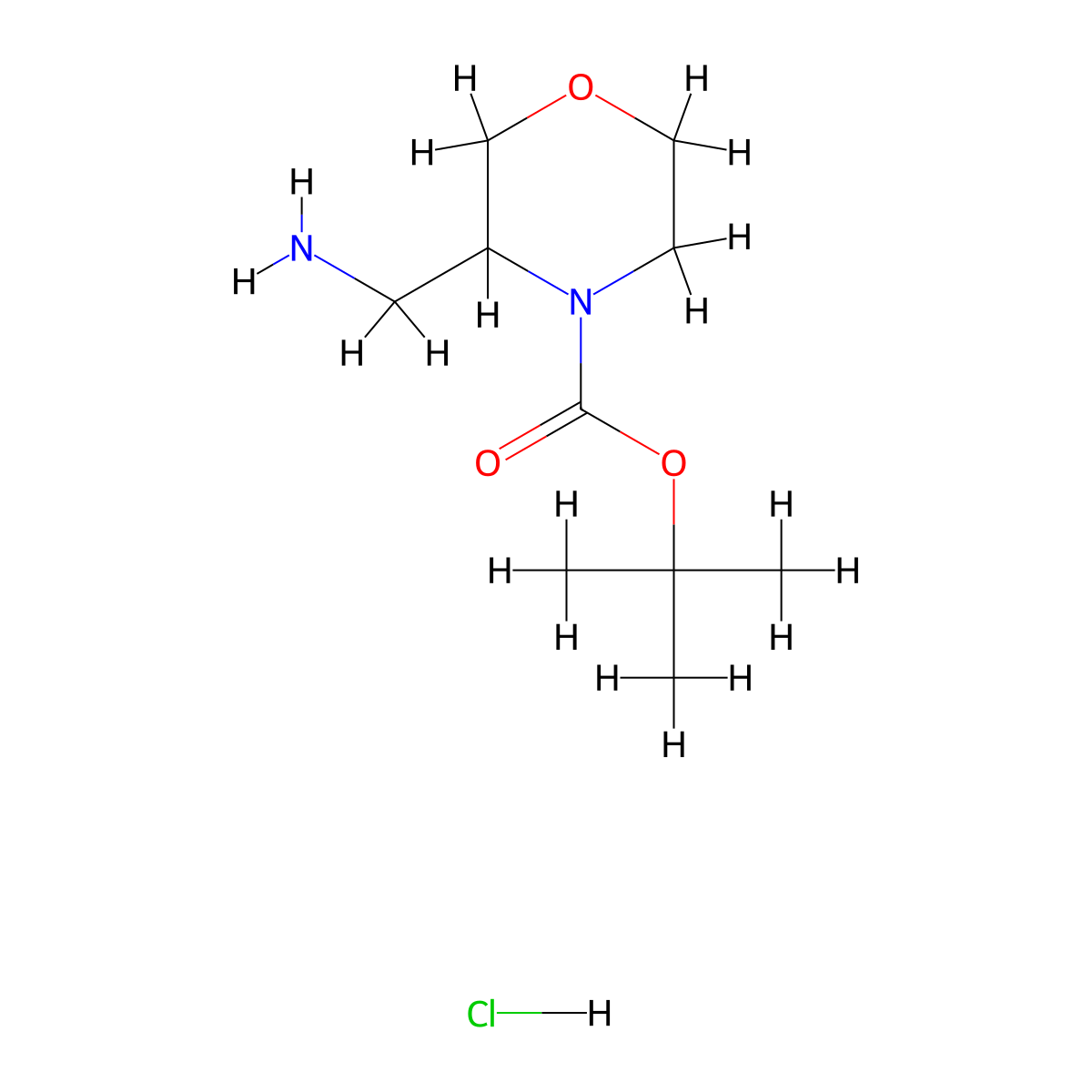 tert-Butyl 3-(aminomethyl)morpholine-4-carboxylate hydrochloride molecular structure, CAS 1802489-65-1