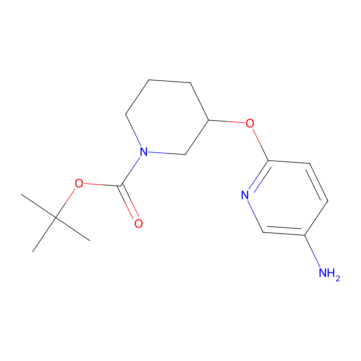 tert-Butyl 3-((5-aminopyridin-2-yl)oxy)piperidine-1-carboxylate molecular structure, CAS 1802516-79-5