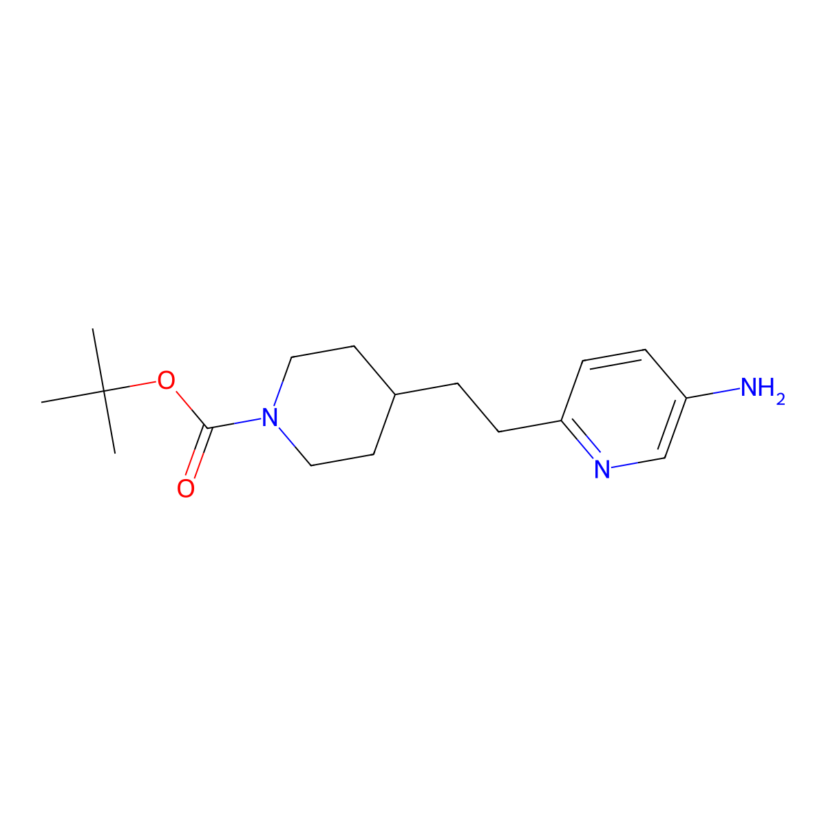tert-Butyl 4-(2-(5-aminopyridin-2-yl)ethyl)piperidine-1-carboxylate molecular structure, CAS 1802517-36-7