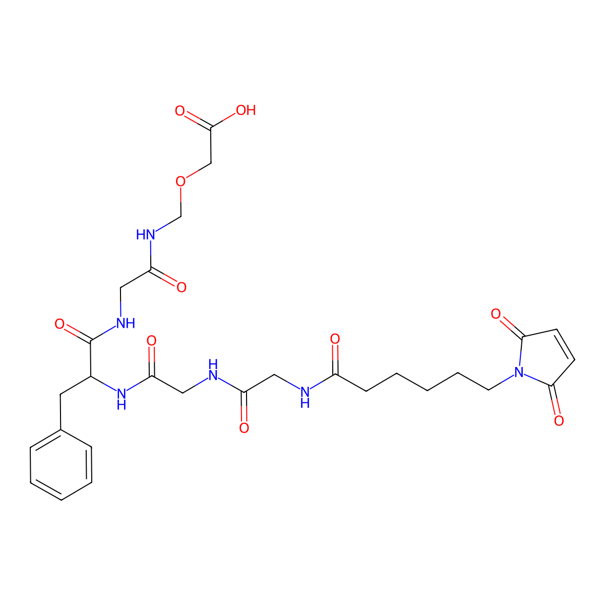 MC-Gly-Gly-{D-Phe}-Gly-NH-CH2-O-CH2COOH molecular structure, CAS 1802520-40-6