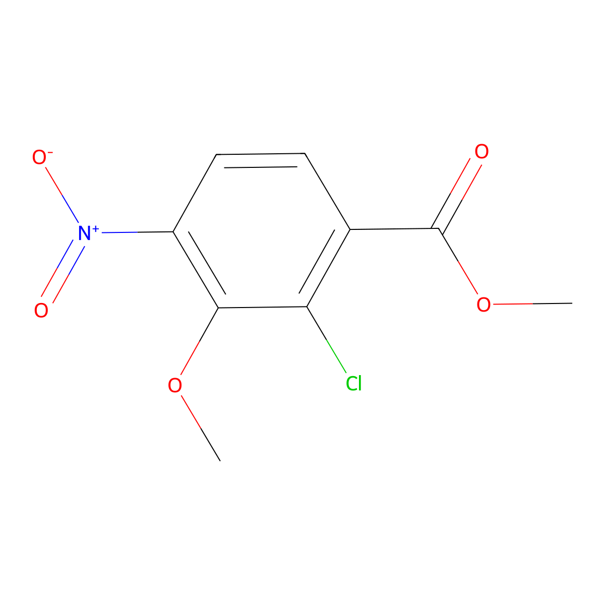 Methyl 2-chloro-3-methoxy-4-nitrobenzoate molecular structure, CAS 1802526-55-1