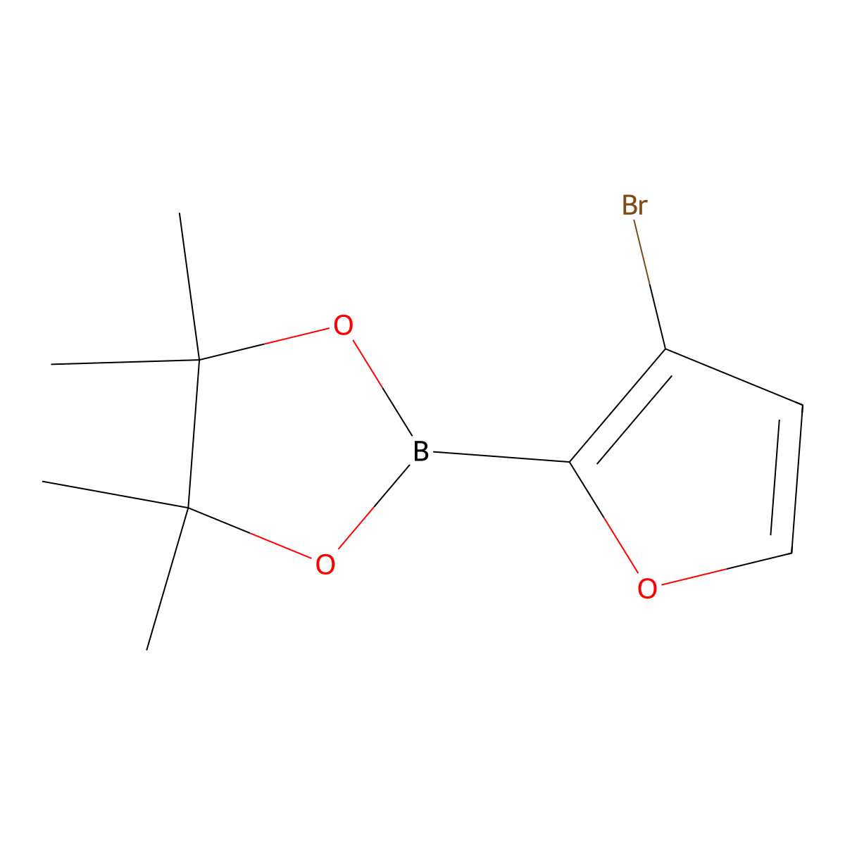 2-(3-Bromofuran-2-yl)-4,4,5,5-tetramethyl-1,3,2-dioxaborolane molecular structure, CAS 1802557-95-4