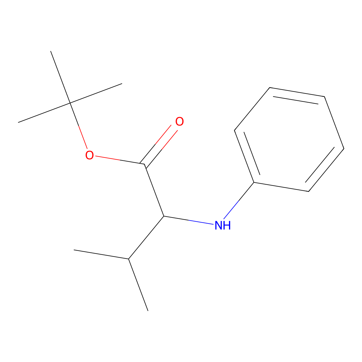 tert-butyl (2S)-3-methyl-2-(phenylamino)butanoate molecular structure, CAS 1802577-22-5