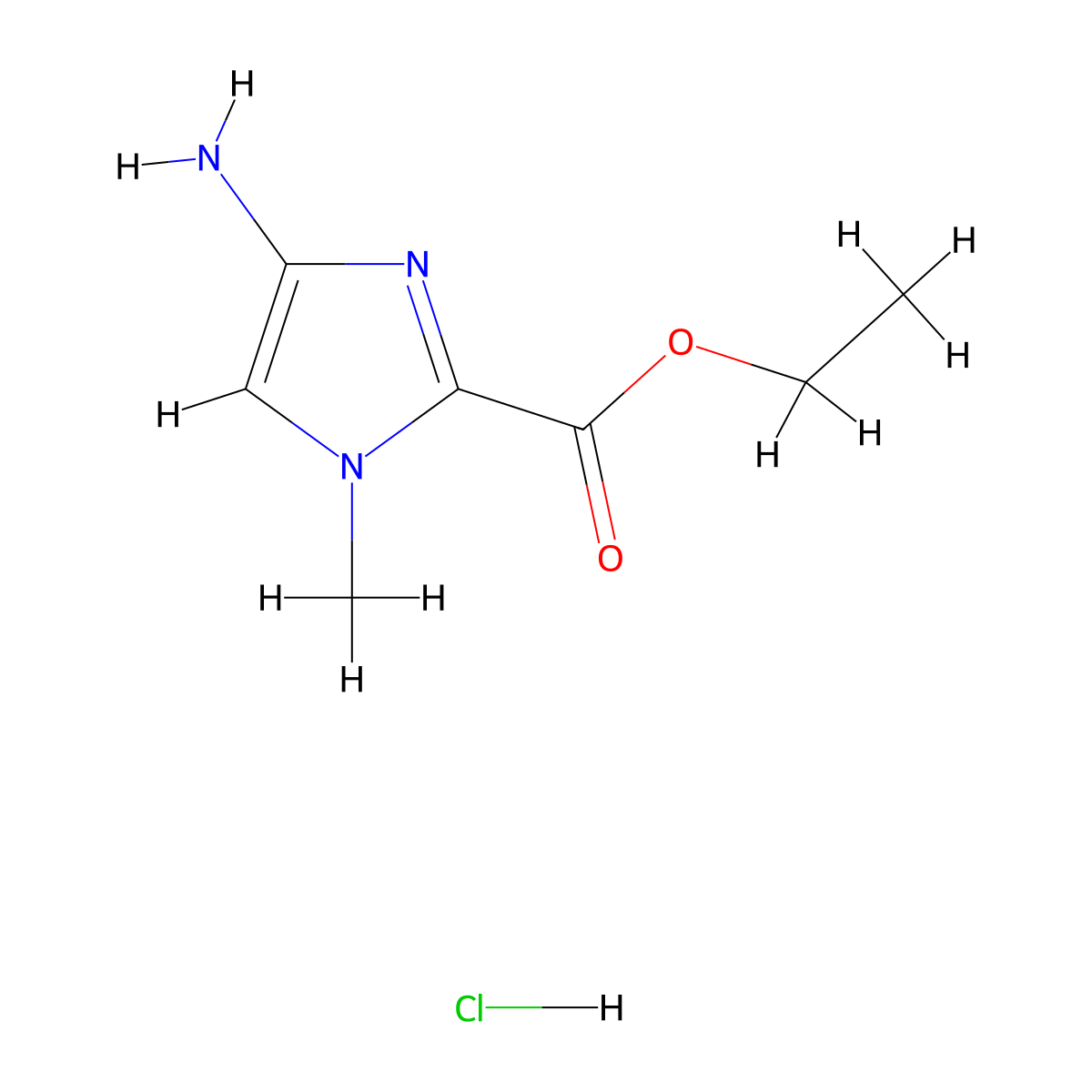 ethyl 4-amino-1-methyl-1H-imidazole-2-carboxylate hydrochloride molecular structure, CAS 180258-46-2