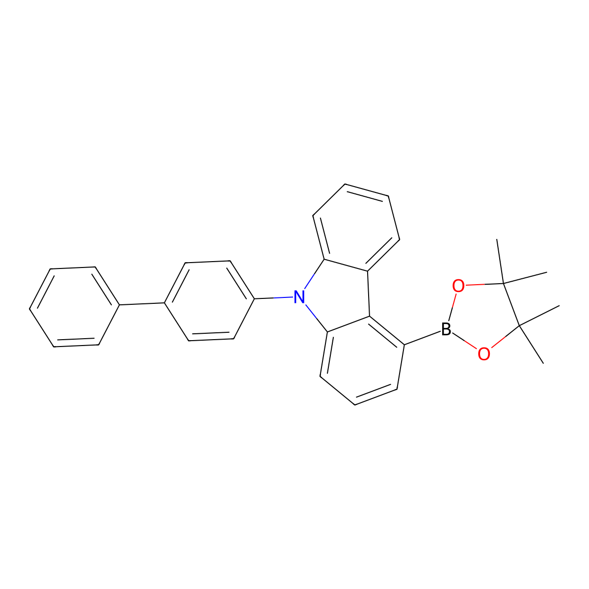 9-([1,1'-Biphenyl]-4-yl)-4-(4,4,5,5-tetramethyl-1,3,2-dioxaborolan-2-yl)-9H-carbazole molecular structure, CAS 1802588-88-0