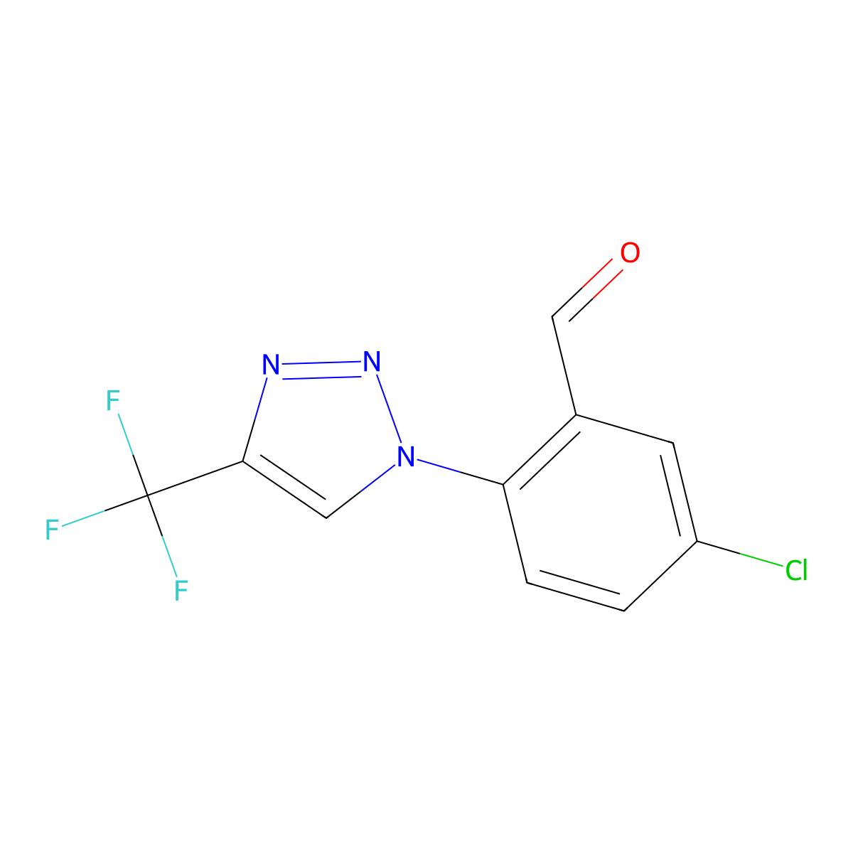 5-Chloro-2-[4-(trifluoromethyl)triazol-1-yl]benzaldehyde molecular structure, CAS 1802602-59-0