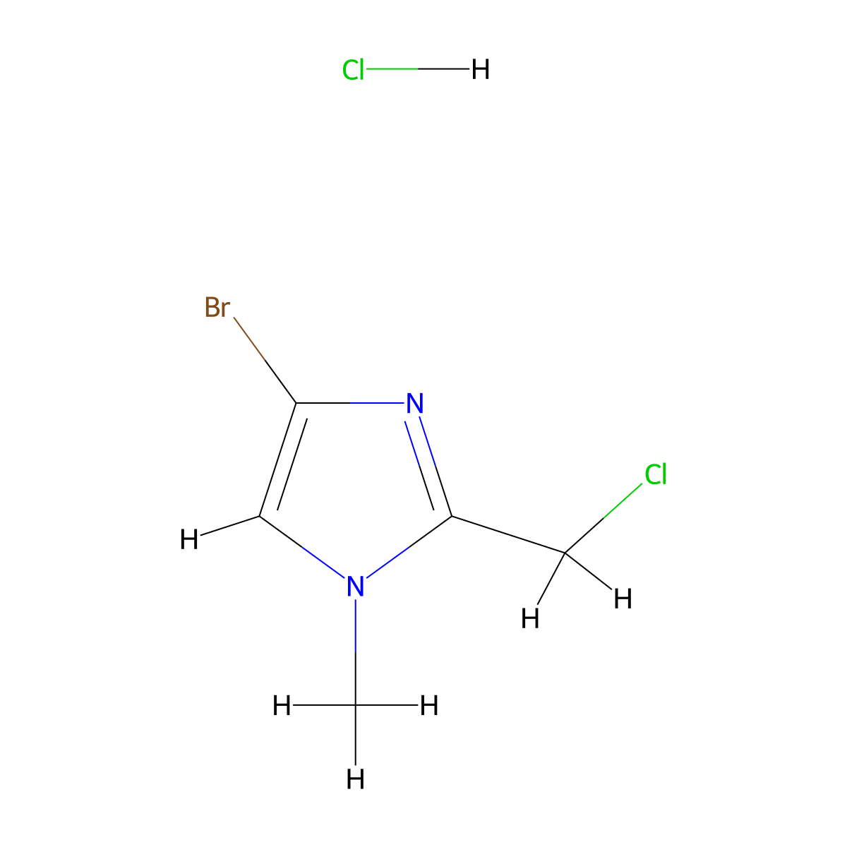 4-bromo-2-(chloromethyl)-1-methyl-1H-imidazole hydrochloride molecular structure, CAS 1802606-67-2